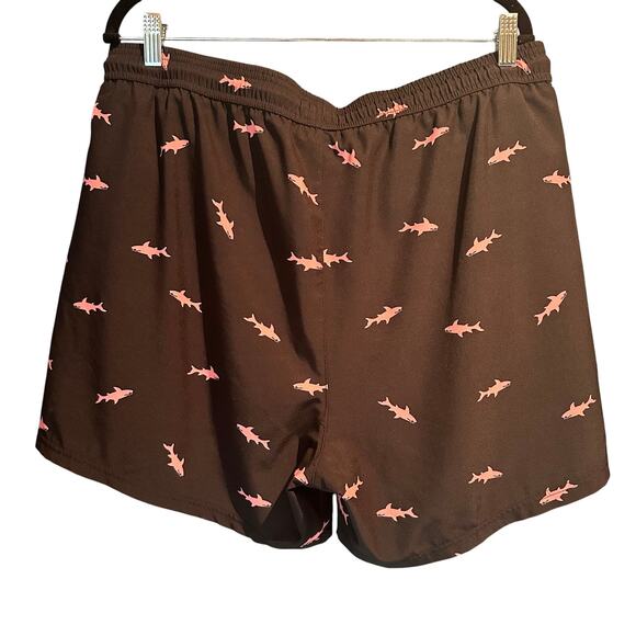 Surf Cuz Size XXL Swimming Tunks Navy with Pink Shark Print Pockets Lined - Picture 2 of 9